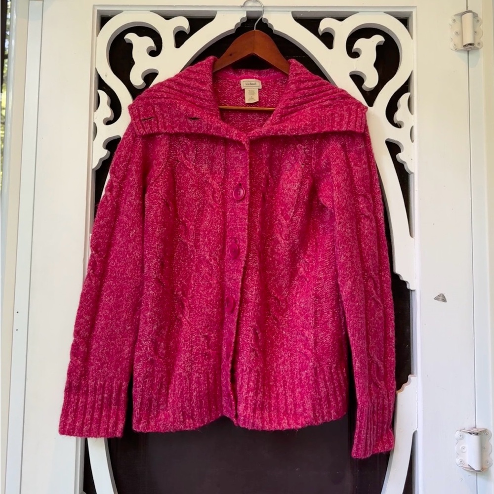 Pink L.L. Bean Wool Cardigan